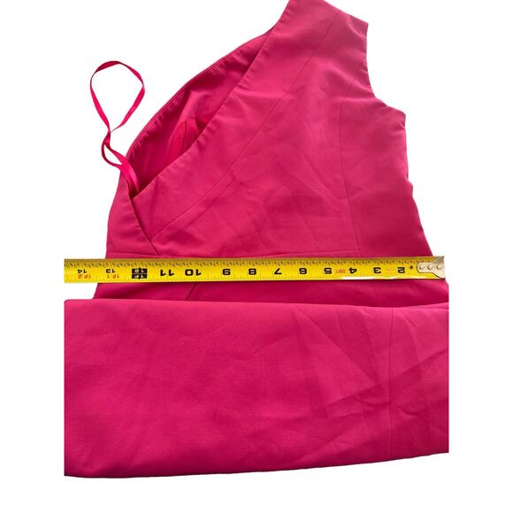 Abyss by Abby Womens One Shoulder Evening Midi Slit Dress Hot Pink Small - Picture 11 of 15